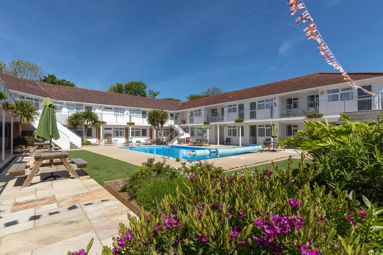 Exterior view of apartments & pool